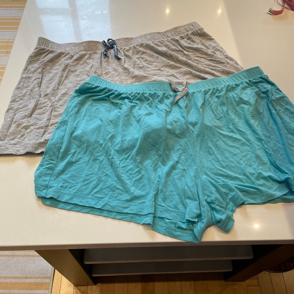 Jane & Bleeker Gray and Blue Lounge Pajama Shorts, Modal Soft, Size L, Pk of 2